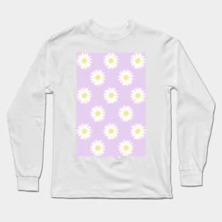 lavender purple pastel daisy flower floral pattern Long Sleeve T-Shirt